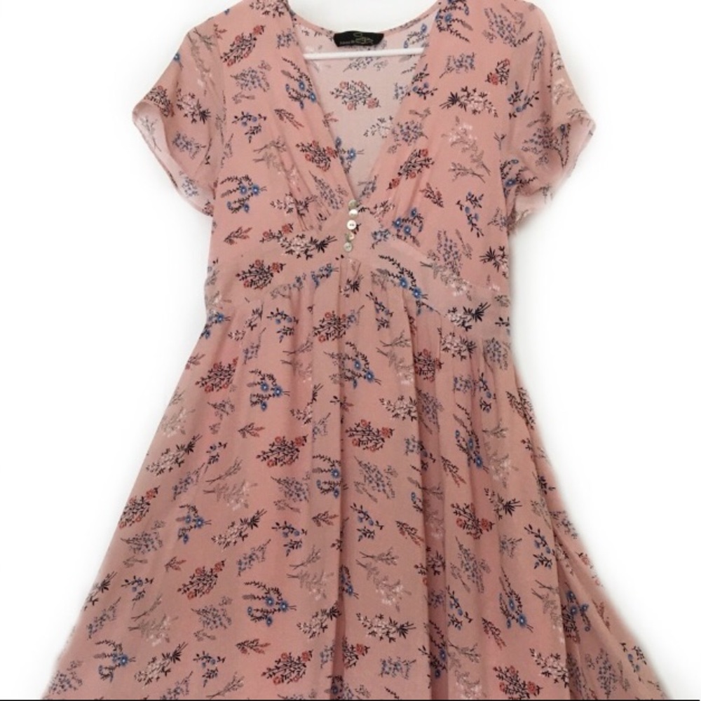 High-low, floral pink dress